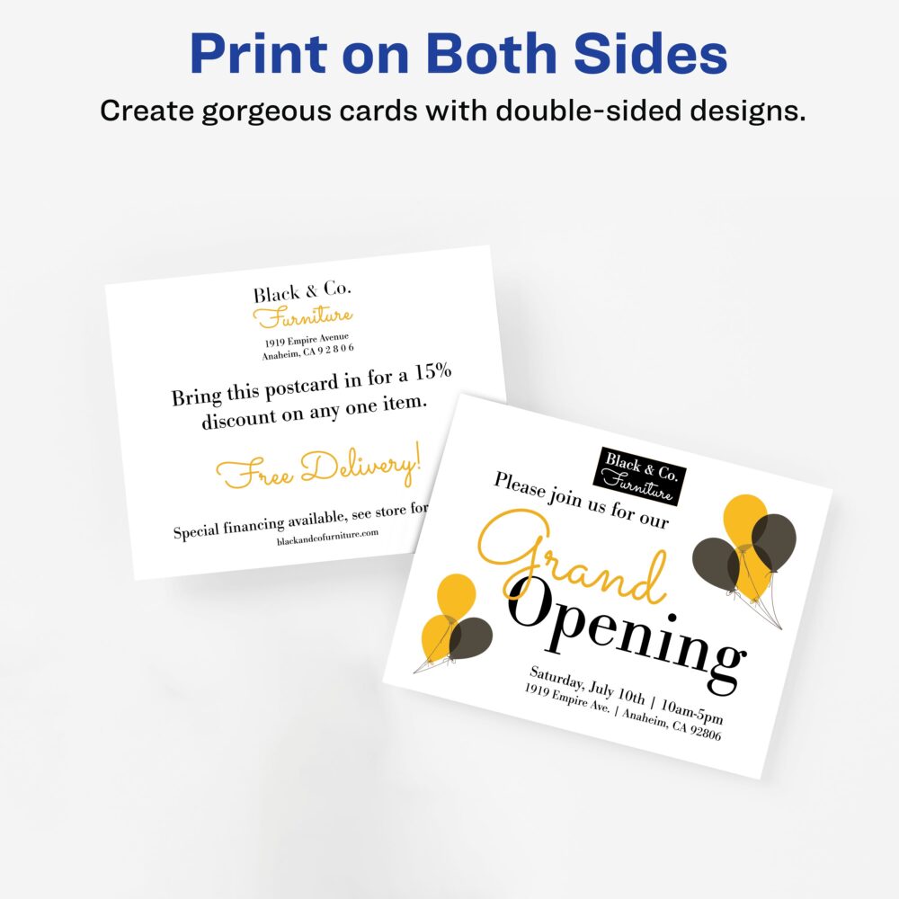 Avery® Printable Postcards, 4.25" x 5.5", Matte White, 200 Blank Postcards for Inkjet Printers - Image 3