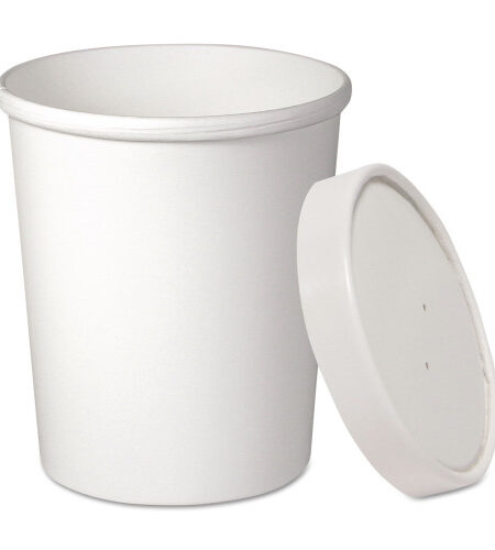 SOLO Flexstyle Double Poly Food Combo Packs, 32 oz, White, Paper, 25 Cups and 25 Lids/Pack, 10 Packs/Carton (KHB32A)