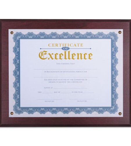 Universal Award Plaque, 13.3 x 11, Mahogany with Mahogany Border