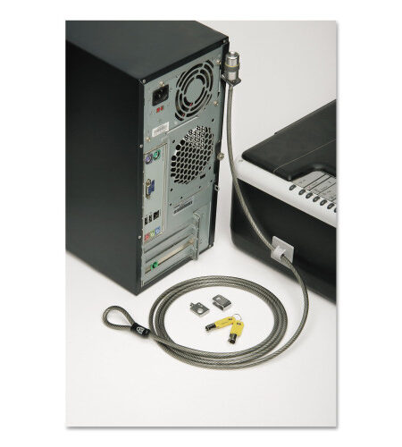 AbilityOne 5340015987495, SKILCRAFT Desktop and Peripherals Locking Kit, 6 ft Steel Cable