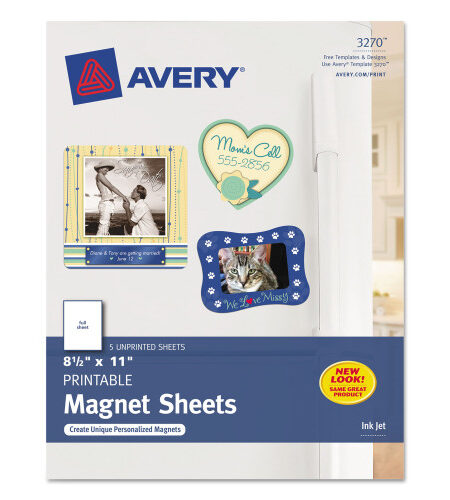 Avery Printable Magnet Sheets, 8.5 x 11, White, 5/Pack (3270)