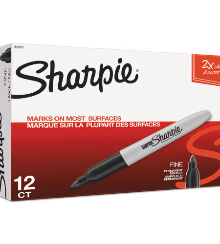Sharpie Super Permanent Marker, Fine Bullet Tip, Black, Dozen (33001)