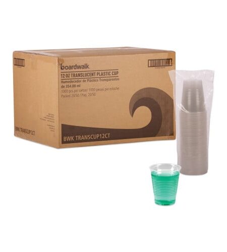 Boardwalk® Translucent Plastic Cold Cups, 12 oz., 1000 Cups