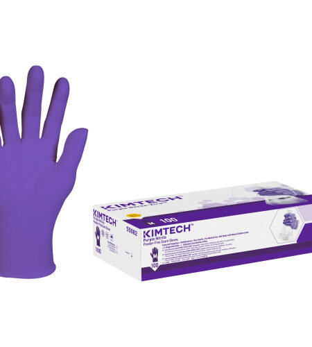 Kimtech PURPLE NITRILE Exam Gloves, 242 mm Length, Medium, Purple, 100