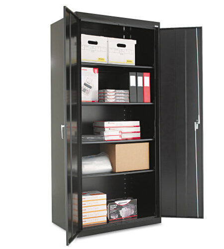 Alera Assembled 78" High Heavy-Duty Welded Storage Cabinet, Four Adjustable Shelves, 36w x 24d, Black (ALECM7824BK)
