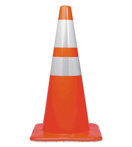 Tatco Traffic Cone, 14 x 14 x 28, Orange/Silver (25900)