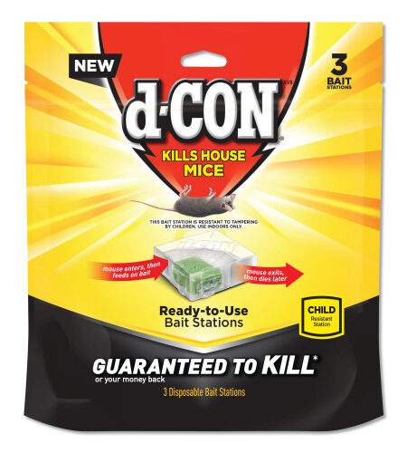 d-CON Disposable Bait Station, 3 x 3 x 1.25, 3 Bait Stations/Pack, 6 Packs/Carton