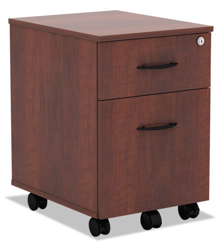 Alera Valencia Series Mobile Pedestal, Left/Right, 2-Drawers: Box/File, Legal/Letter, Medium Cherry, 15.88" x 19.13" x 22.88"