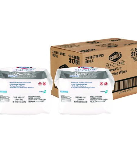 Clorox Healthcare VersaSure Cleaner Disinfectant Wipes, 1-Ply, 12 x 12, Fragranced, White, 110/Pouch, 2 Pouches/Carton