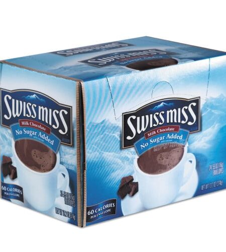 Swiss Miss Hot Cocoa Mix, No Sugar Added, 24 Packets/Box