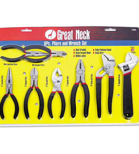 Great Neck 8-Piece Steel Pliers and Wrench Tool Set