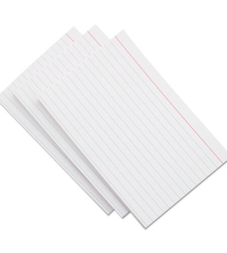 Universal Ruled Index Cards, 5 x 8, White, 100/Pack