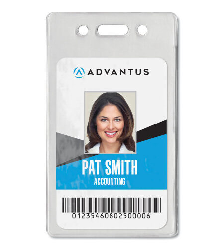 Advantus Proximity ID Badge Holders, Vertical, Clear 2.68" x 4.38" Holder, 2.38" x 3.63" Insert, 50/Pack