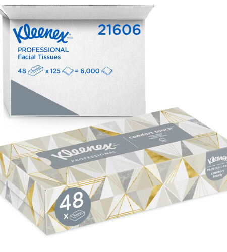 Kleenex White Facial Tissue for Business, 2-Ply, White, Pop-Up Box, 125 Sheets/Box, 48 Boxes/Carton