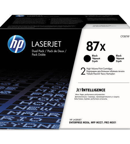 HP® 87X, 2-Pack High-Yield Black Original LaserJet Toner Cartridges (CF287XD)