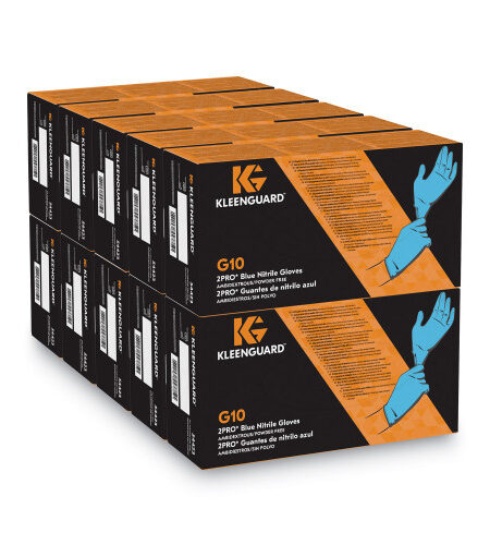 KleenGuard G10 2PRO Nitrile Gloves, Blue, Large, 100/Box