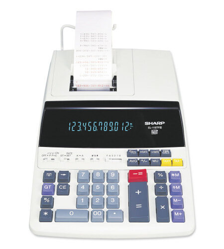 Sharp EL1197PIII Two-Color Printing Desktop Calculator, Black/Red Print, 4.5 Lines/Sec