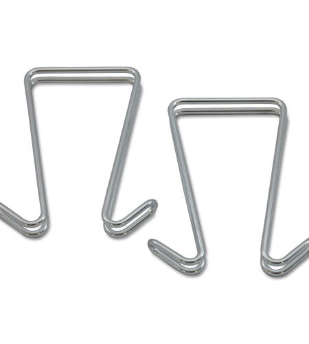 Alera Double Sided Partition Garment Hook, Steel, 0.5 x 3.38 x 4.75, Over-the-Door/Over-the-Panel Mount, Silver, 2/Pack