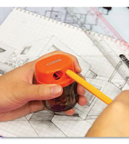 BAZIC Dual Blades Sharpener with Round Receptacle, Two-Hole, 2.25 x 1.6, Randomly Assorted Colors