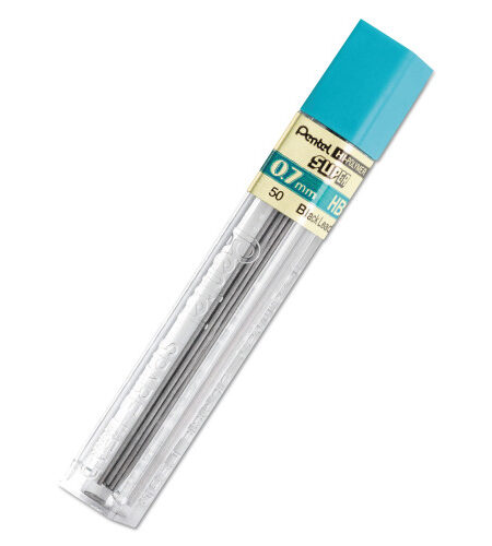 Pentel Super Hi-Polymer Lead Refills, 0.7 mm, HB, Black, 12/Tube (50HB)