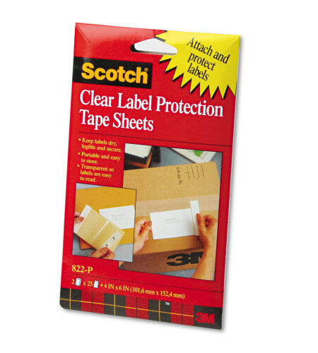 ScotchPad Label Protection Tape Sheets, 4" x 6", Clear, 25/Pad, 2 Pads/Pack (