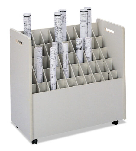 Safco Laminate Mobile Roll Files, 50 Compartments, 30.25w x 15.75d x 29.25h, Putty (
