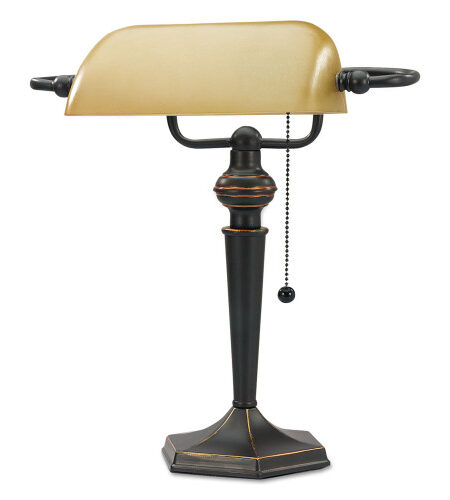 Alera Traditional Banker's Lamp, 10w x 13.38d x 16h, Antique Bronze