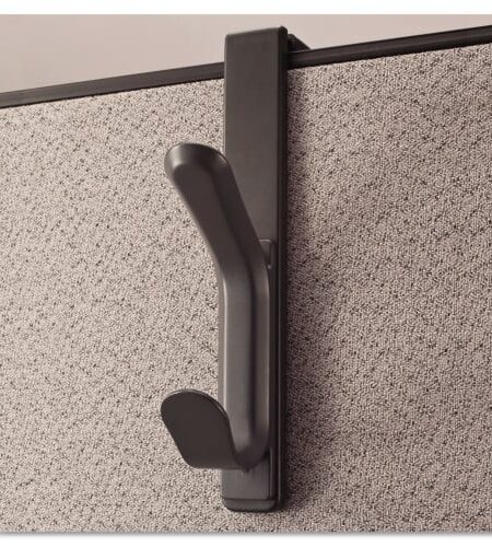 Universal Recycled Cubicle Double Coat Hook, Plastic, Charcoal