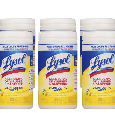 Lysol® Disinfecting Wipes, Lemon & Lime, 80 Wipes, 6 Canisters