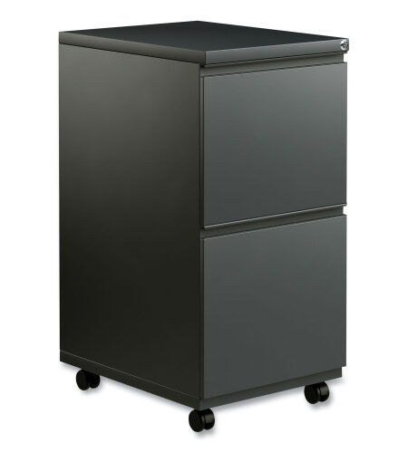 Alera File Pedestal with Full-Length Pull, Left or Right, 2 Legal/Letter-Size File Drawers, Charcoal, 14.96" x 19.29" x 27.75" (ALEPBFFCH)