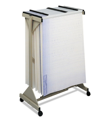 Safco Mobile Plan Center Sheet Rack, 18 Hanging Clamps, 43.75w x 20.5d x 51h, Sand (5060)