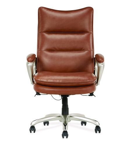 La-Z-Boy Jenkins Executive Big and Tall Chair, Supports Up to 400 lb, 20" to 23" Seat Height, Brown Seat/Back, Silver/Black Base (60075CAM)