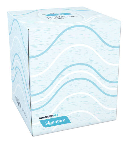 Cascades Signature Facial Tissue, 2-Ply, White, Cube, 90 Sheets/Box, 36 Boxes/Carton (F710)