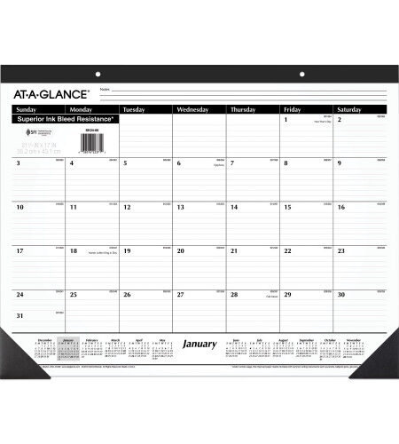 AT-A-GLANCE Ruled Desk Pad, 22 x 17, White Sheets, Black Binding, Black Corners, 12-Month (Jan to Dec): 2025 (SK2400)