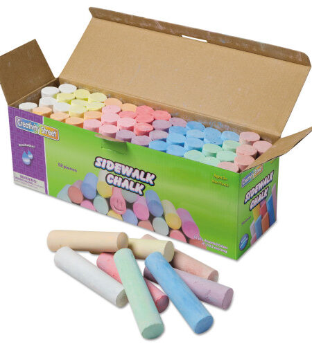 Creativity Street Sidewalk Chalk, Jumbo Stick, 4" x 1" Diameter, 12 Assorted Colors, 52/Set (1752)
