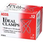 ACCO Ideal Paper Clamps Large - No. 1 - 150 Sheet Capacity - Silver - Metal - 12 / Box (72610)