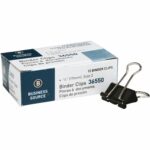 Business Source Fold-back Binder Clips Small - 0.8" Width - 0.38" Size Capacity - for Paper - Black - Steel - 1 Dozen (BSN36550)