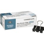 Business Source Fold-back Binder Clips Mini - 0.6" Width - 0.25" Size Capacity - for Paper - Black - Steel - 1 Dozen (BSN65364)