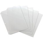 Business Source Poly Binder Pockets 40 x Sheet Capacity - For Letter 8 1/2" x 11" Sheet - 3 x Holes - Rectangular - Clear - Polypropylene - 5 / Pack (BSN32375)