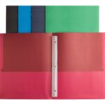 Business Source Letter Recycled Pocket Folder 8 1/2" x 11" - 100 Sheets Capacity - 3 x Prong Fastener(s) - 2 Inside Front & Back Pocket(s) - Leatherette - Assorted - 35% Recycled - 25 / Box (BSN78531)