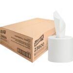Genuine Joe® Center-Pull 2-Ply Paper Hand Towels, 6 Rolls 2 Ply - 8.13" Width x 7.56" Length - 600 Sheets/Roll - 3 1/16" Core - White - Fiber - 6 / Carton (GJO23600)