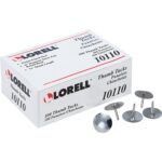 Lorell 5/16" Long Thumb Tacks 0.31" Shank - 0.38" Head - for Schedule, Wall - Silver - Nickel Plated Steel - 100 / Pack (LLR10110)