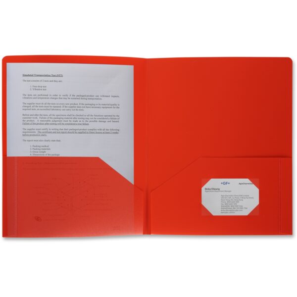 Business Source Letter Portfolio 8 1/2" x 11" - 30 Sheets Capacity - 2 Pocket(s) - Red - 1 Each (BSN20881)