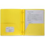 Business Source Letter Portfolio 8 1/2" x 11" - 50 Sheets Capacity - 3 x Prong Fastener(s) - 2 Pocket(s) - Yellow - Durable, Spill Resistant, Wear Resistant, Card Holder - 1 Each (BSN20884)