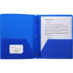 Business Source Letter Portfolio 8 1/2" x 11" - 50 Sheets Capacity - 3 x Prong Fastener(s) - 2 Pocket(s) - Blue - 1 Each (BSN20886)