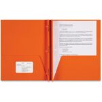 Sparco Letter Pocket Folder 8 1/2" x 11" - 3 x Double Prong Fastener(s) - 2 Internal Pocket(s) - Orange - 25 / Box (78541)
