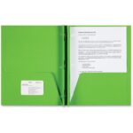 Sparco Letter Pocket Folder 8 1/2" x 11" - 3 x Double Prong Fastener(s) - 2 Internal Pocket(s) - Apple Green - 25 / Box (78542)