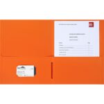 Business Source Letter Portfolio 8 1/2" x 11" - 125 Sheets Capacity - Inside Front & Back Pocket(s) - Orange - Card Holder - 25 / Box (BSN78554)
