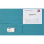 Business Source Letter Portfolio 8 1/2" x 11" - 125 Sheets Capacity - 2 Inside Front & Back Pocket(s) - Teal - 25 / Box (BSN78555)