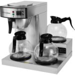 Coffee Pro 3-Burner Commercial Coffee Brewer 2.32 quart - 36 Cup(s) - Multi-serve - Silver - Glass Body (CPRLG)